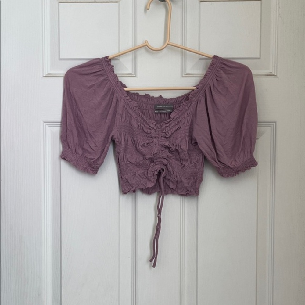 Urban Outfitters Purple Puff Sleeve Crop Top